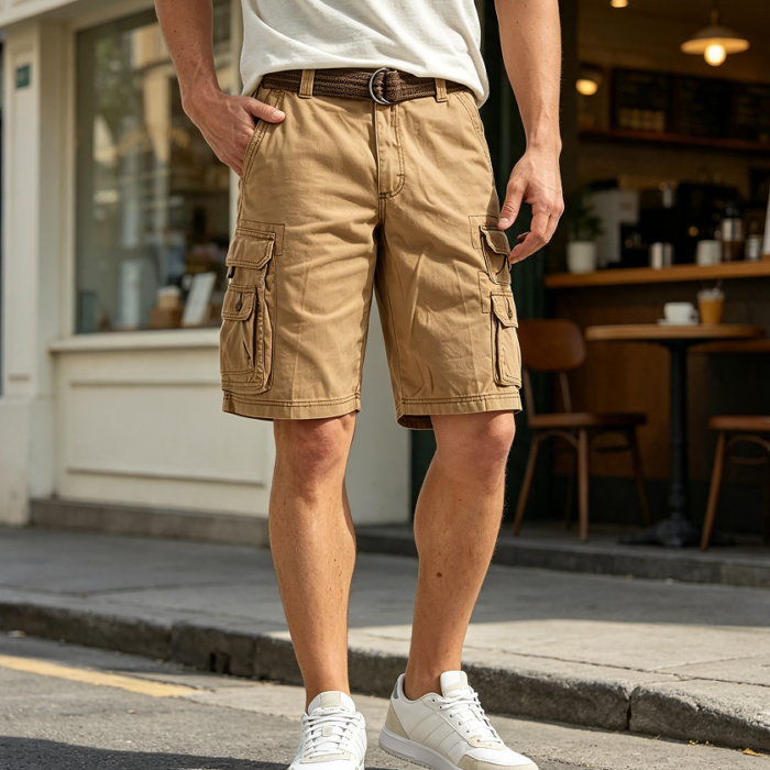 Belted Dungaree Cargo Shorts Big Tall