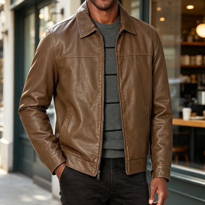 Classic Faux Leather Jacket for Men