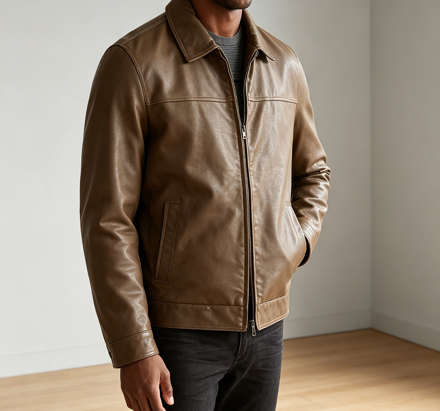 Classic Faux Leather Jacket for Men - Image 2