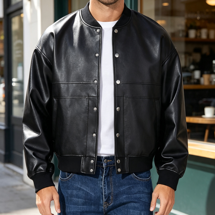 Faux Leather Asymmetric Zip Slim Biker Jacket