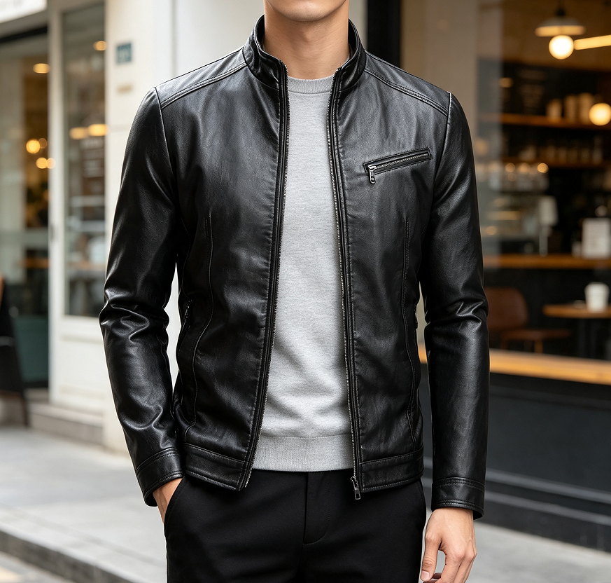 Casual Faux Leather Jacket for Men