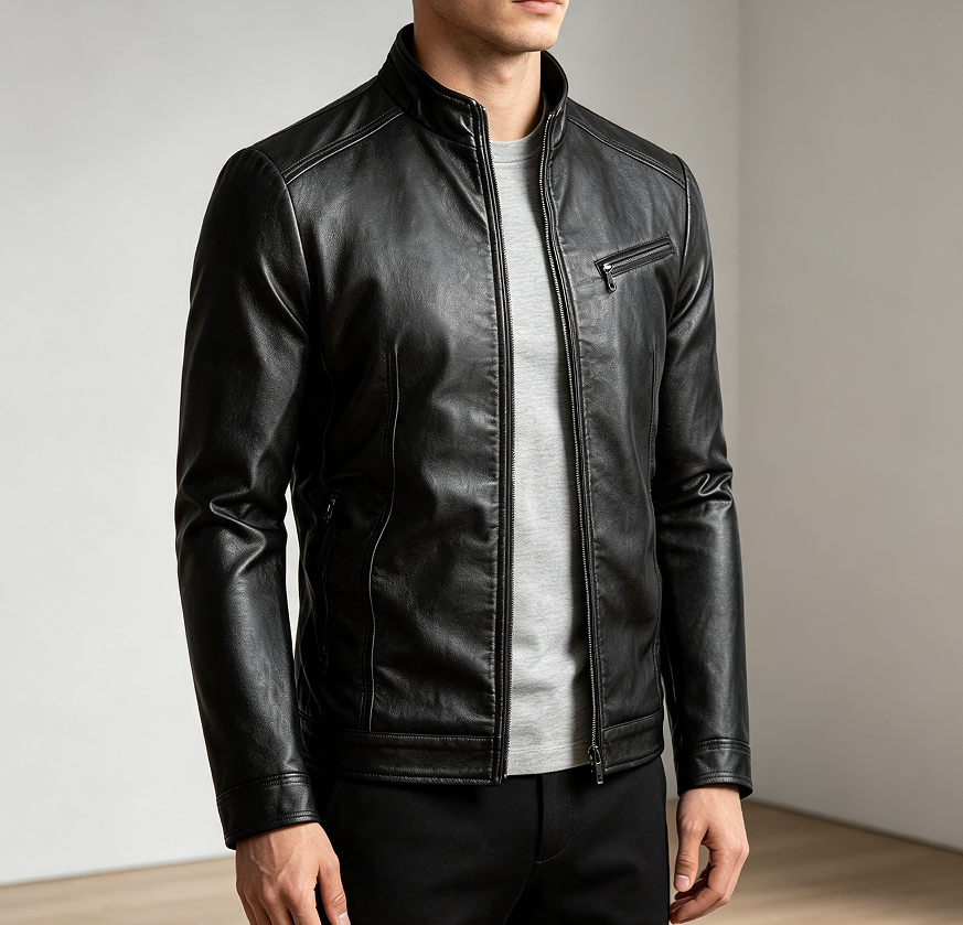 Casual Faux Leather Jacket for Men - Image 2