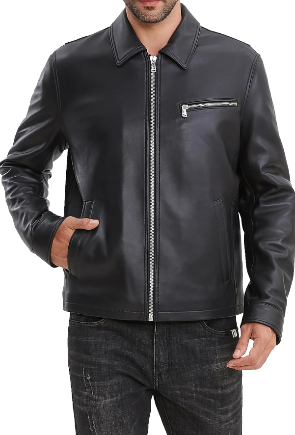 Lambskin Full-Zip Tailored Jacket with Snap Cuffs