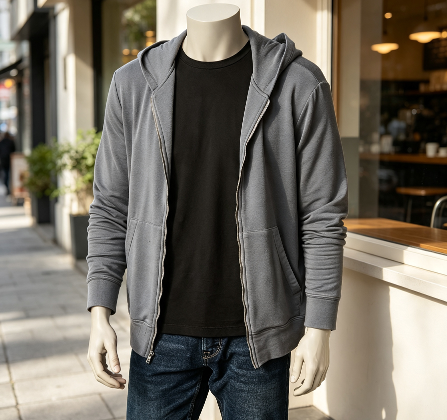 Long Sleeve Zip-Up Hoodie for Men