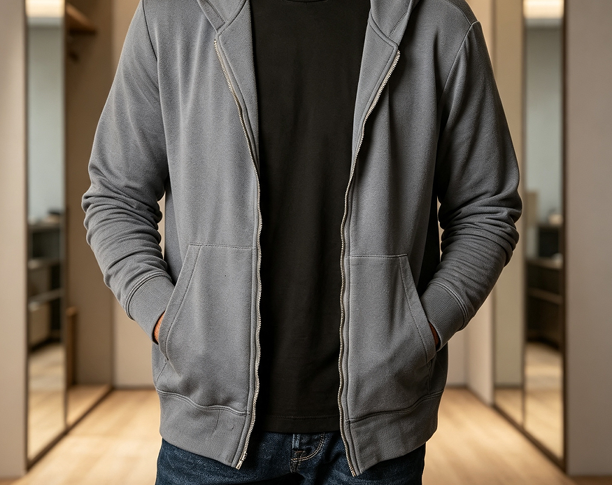 Long Sleeve Zip-Up Hoodie for Men - Image 2