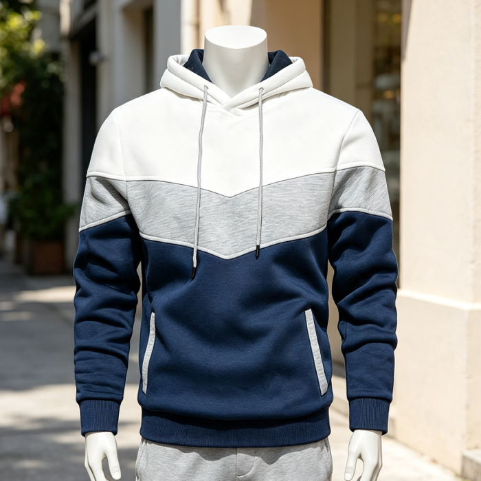 Color Block Pullover Hoodie with Pocket