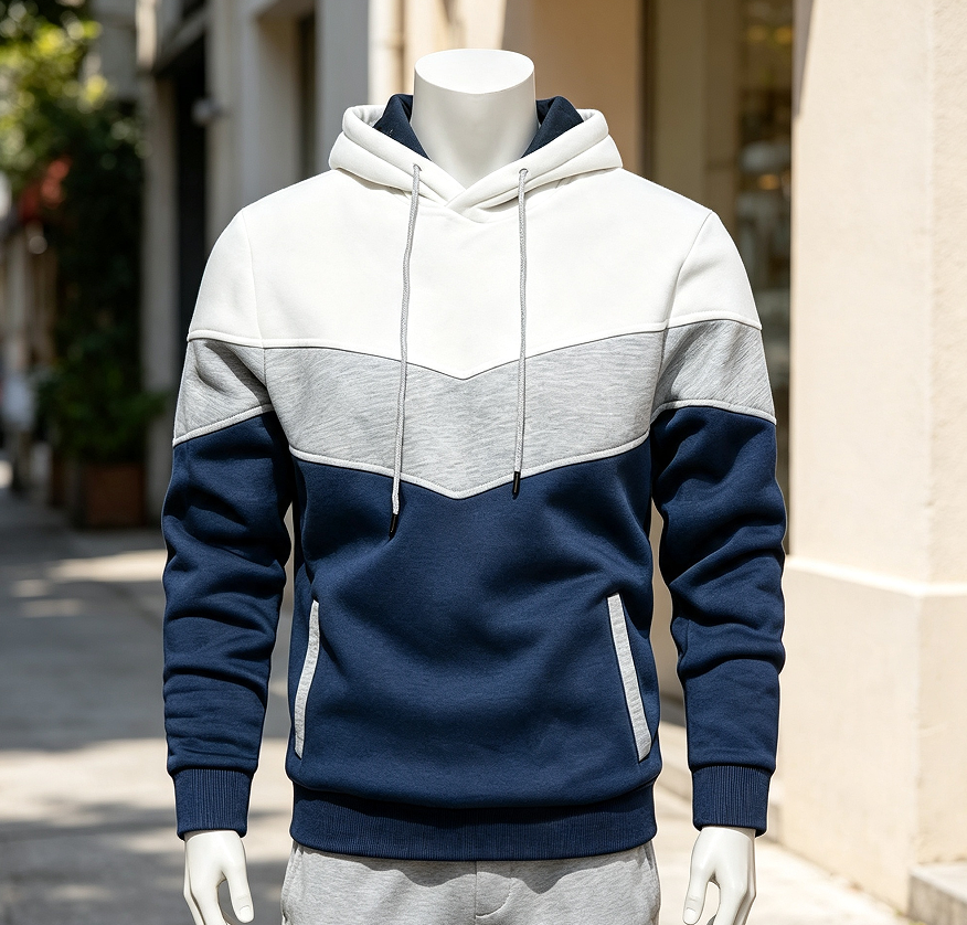 Color Block Pullover Hoodie with Pocket
