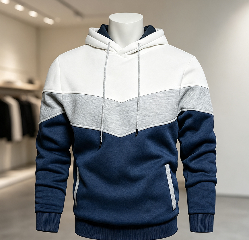 Color Block Pullover Hoodie with Pocket - Image 2