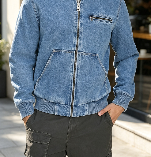 Men's Western Bomber Denim Jacket