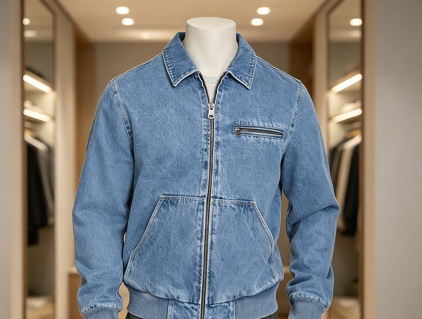 Men's Western Bomber Denim Jacket - Image 2