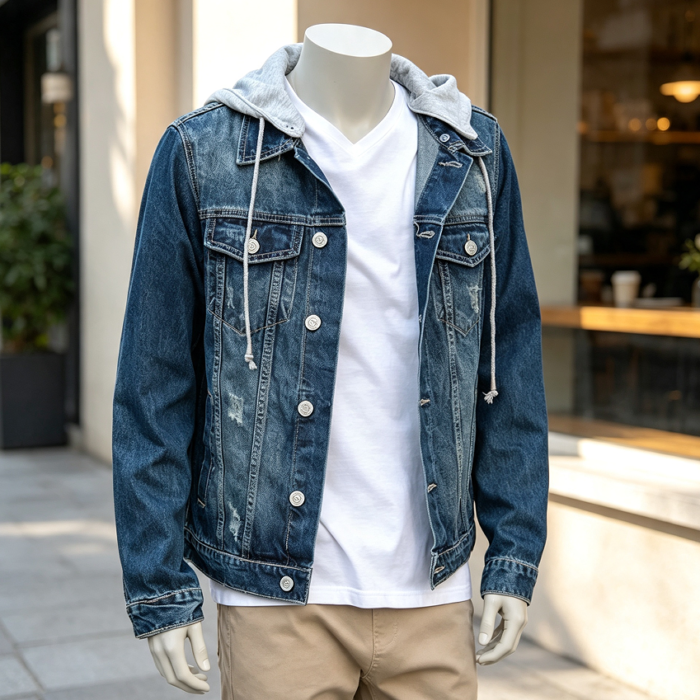 Men's Distressed Denim Jacket