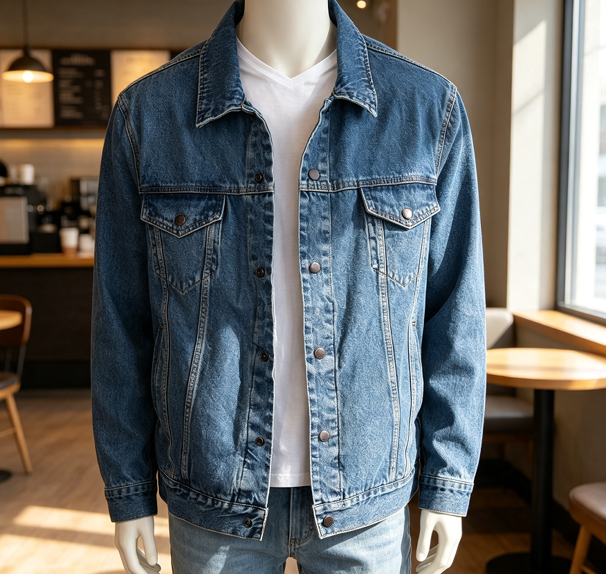 Men's Classic Denim Trucker Jacket - Image 2