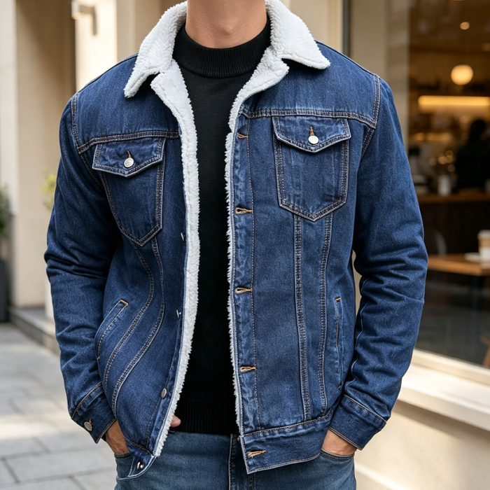 Men's Sherpa Lined Slim Fit Trucker Jacket