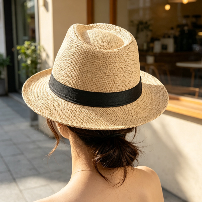2-Pack Straw Fedora Trilby Panama Sun Hat