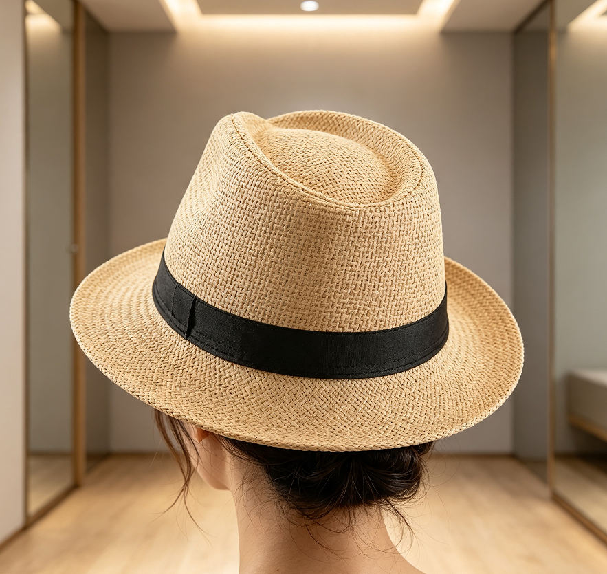2-Pack Straw Fedora Trilby Panama Sun Hat - Image 2