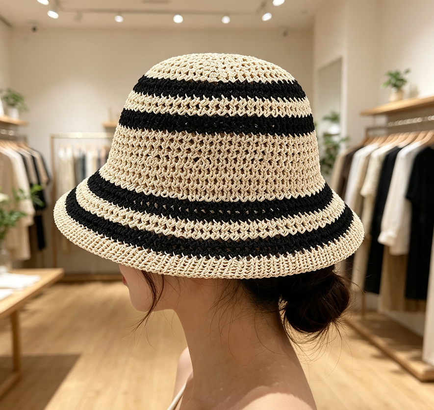 Striped Bucket Sun Hat with UPF Protection - Image 2