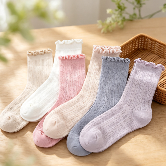 Lettuce Edge Solid Ruffle Socks 6 Pairs