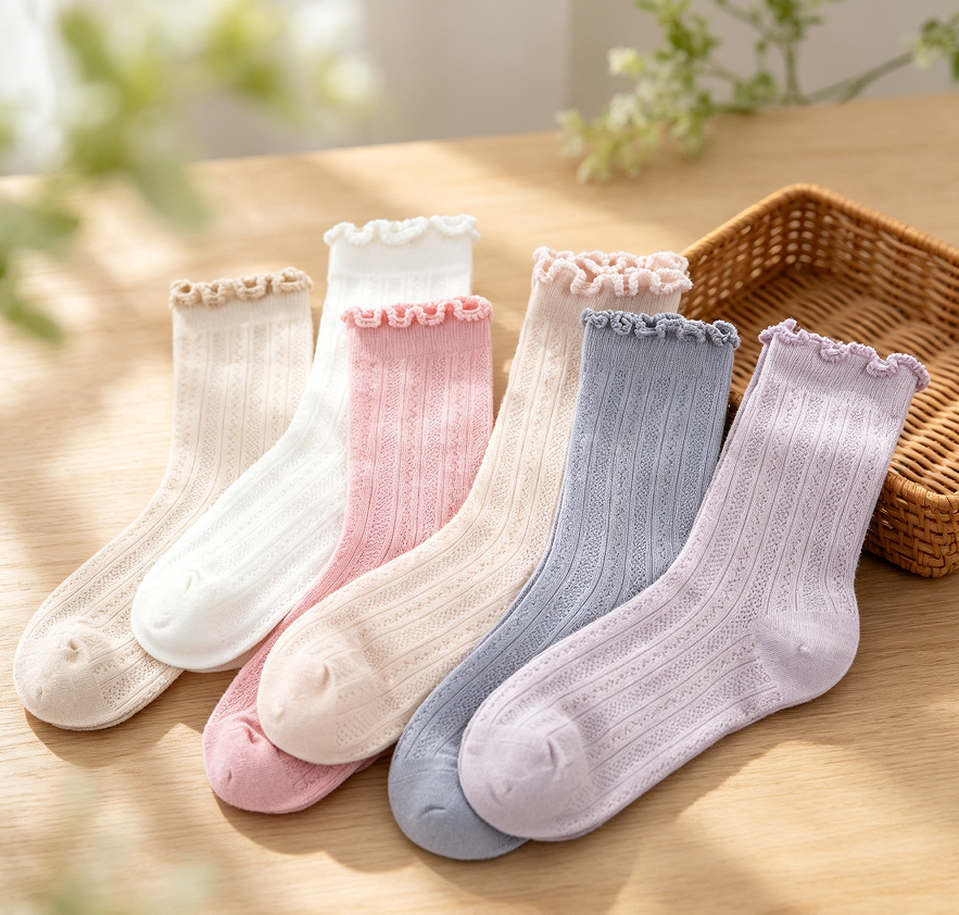 Lettuce Edge Solid Ruffle Socks 6 Pairs