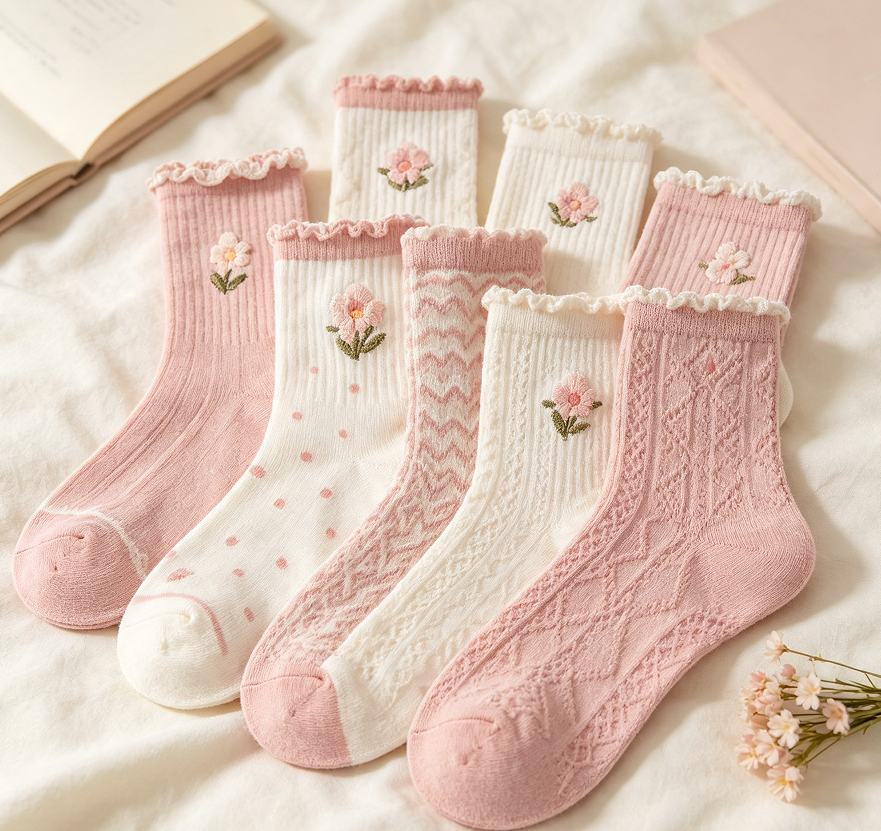Cotton Ruffle Crew Socks 6 Pairs - Image 2