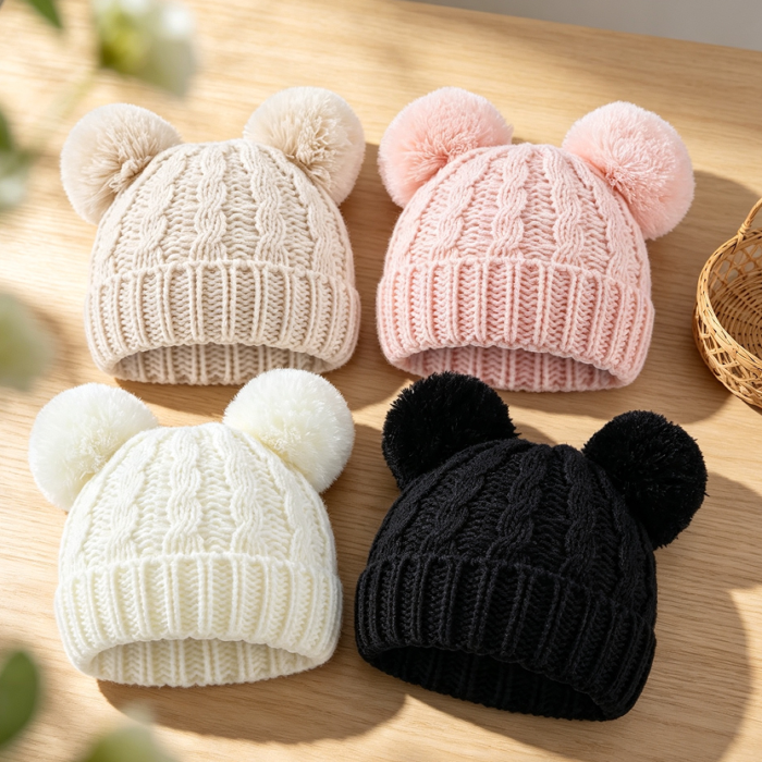 Baby Pom Pom Warm Knitted Beanie