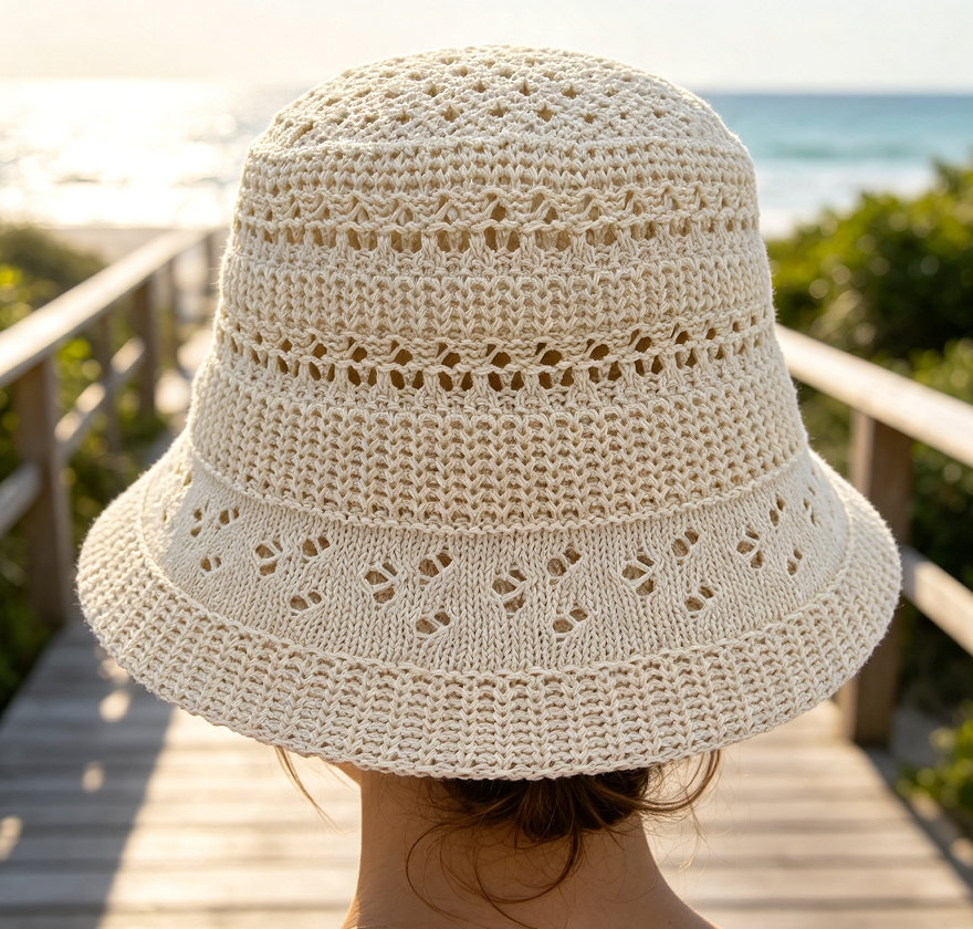 Packable Woven Straw Bucket Sun Hat