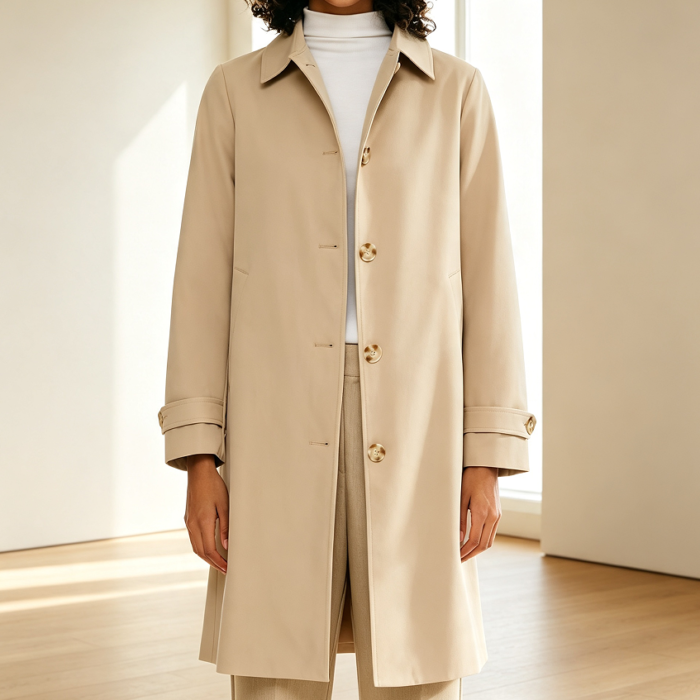 Single-Breasted Mid-Length Windproof Slim Trench Coat
