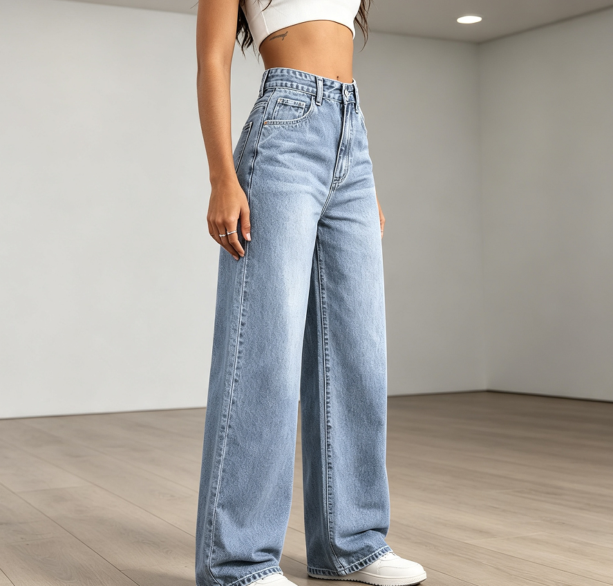 High-Waisted Stretchy Boyfriend Baggy Straight Jeans - Image 2