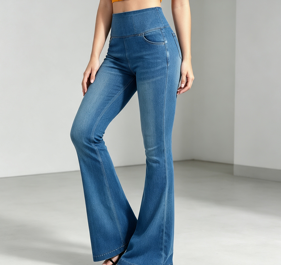 High-Waisted Knit Flare Leggings with Pockets