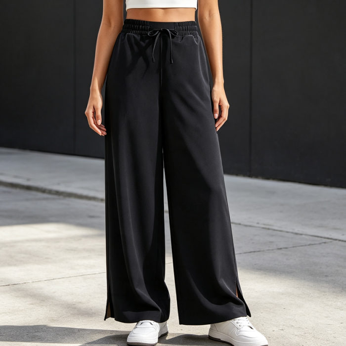 Lightweight High-Waisted Cropped Sweatpants with Wide Leg
