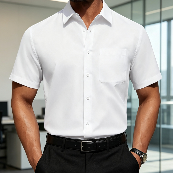 Short Sleeve Wrinkle Free Dress Shirt Solid
