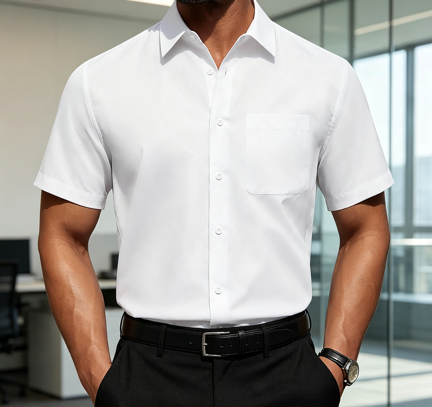 Short Sleeve Wrinkle Free Dress Shirt Solid