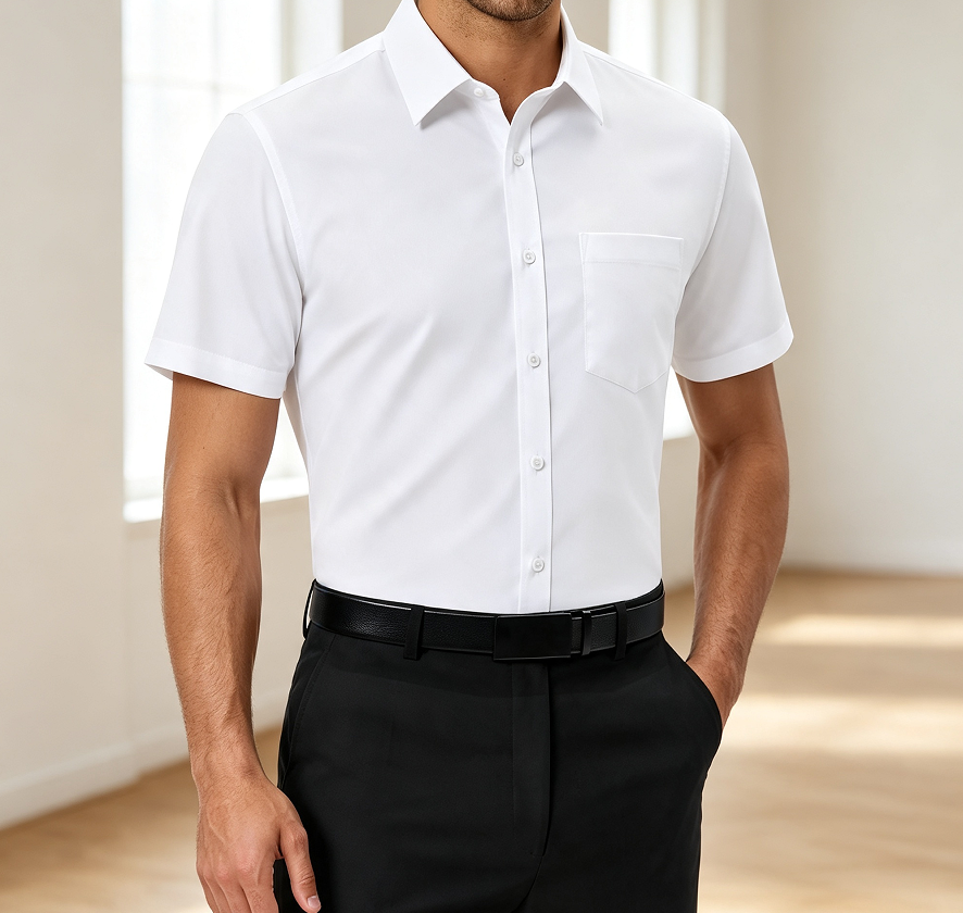 Short Sleeve Stretch Wrinkle-Resistant Dress Shirt - Image 2